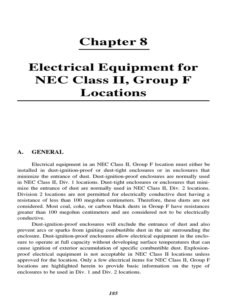 Electrical Equipment For NEC Class II, Group F Locations A. General Download Free PDF