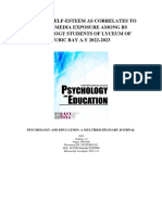 Level of Self-Esteem As Correlates To Social Media Exposure Among BS Psychology Students of Lyceum of Subic Bay A.Y 2022-2023