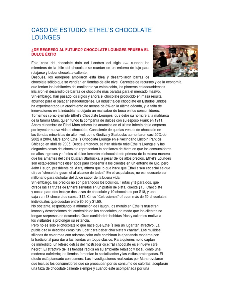 CASO ETHEL'S CHOCOLATE LOUNGES PDF Chocolate café