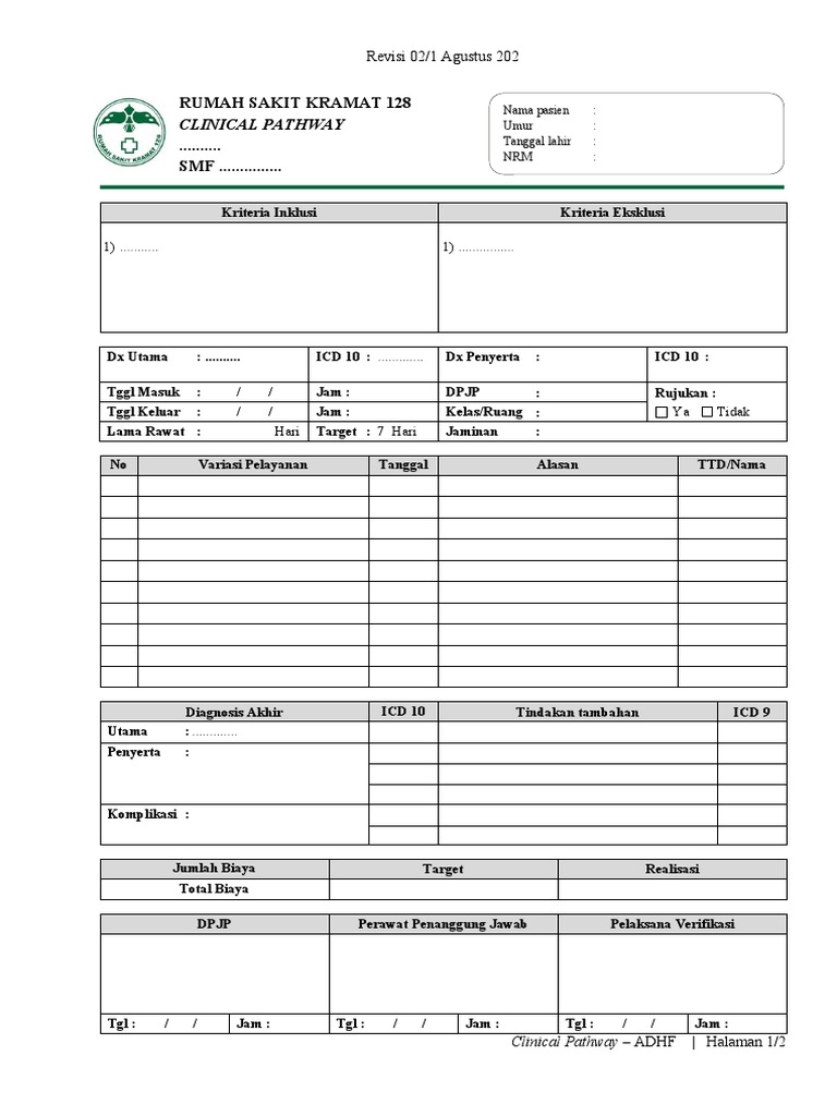 Clinical Pathway ADHF Rumah Sakit Kramat | PDF