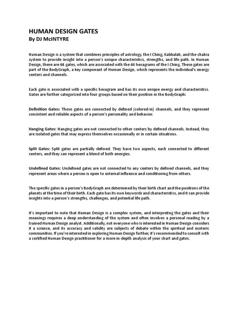 Human design gates pdf