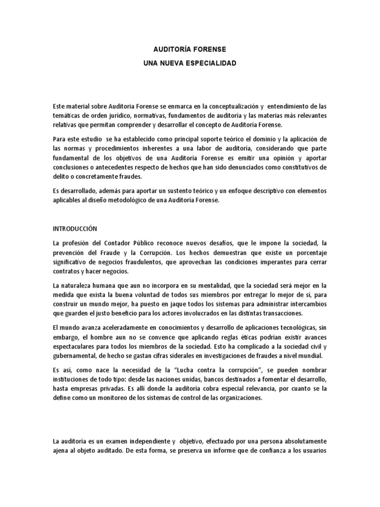 Auditoría Forense Pdf Auditoría Sociedad