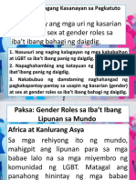 Natatalakay Ang Mga Uri NG Kasarian (Gender) at Sex at Gender Roles Sa Iba't Ibang Bahagi NG Daigdig