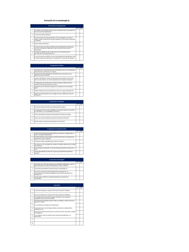 Check List 6s | PDF