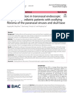 Prognostic Factors in Transnasal Endoscopic Surgery For Paediatric Patients With Ossifying Fibroma of The Paranasal Sinuses and Skull Base