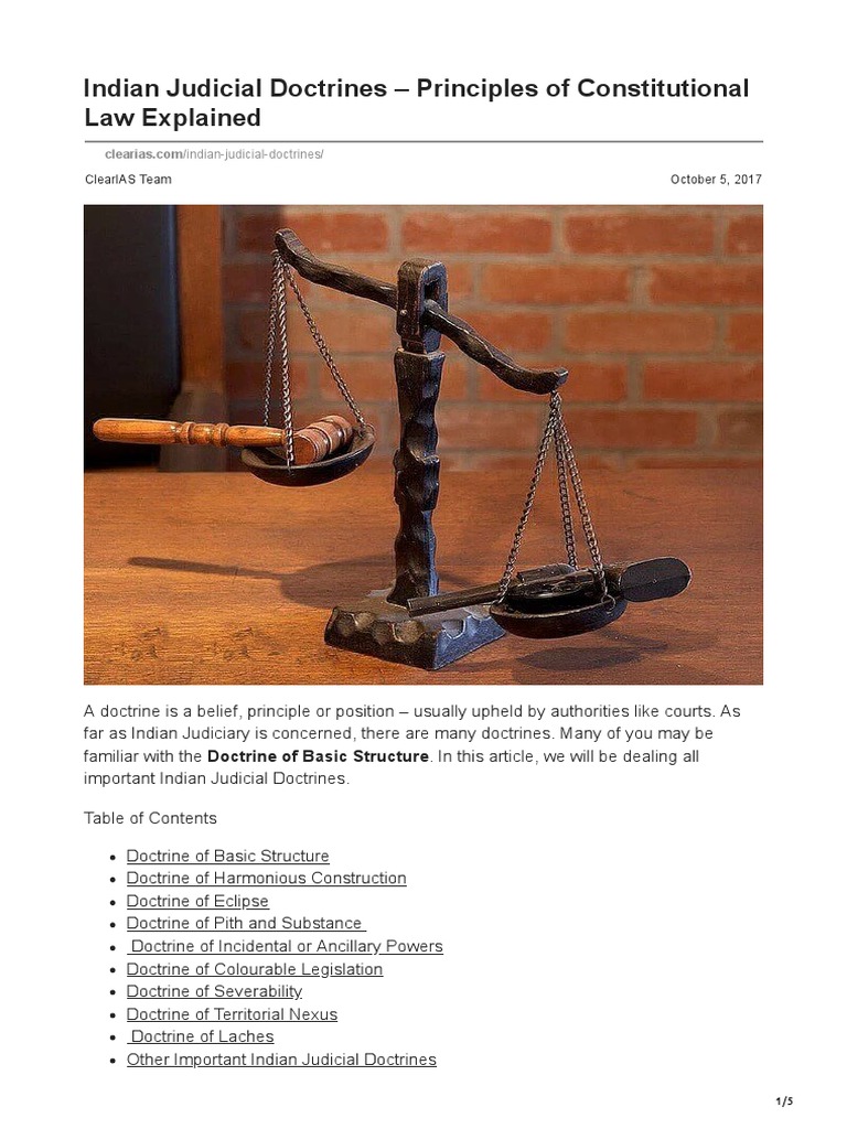 Indian Judicial Doctrines Principles of Constitutional Law Explained