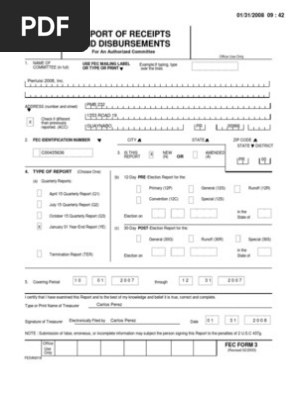 Informe de la Comisión Electoral Federal con donativo para el 2007 de Alberto Escudero por 200 a Pierluisi