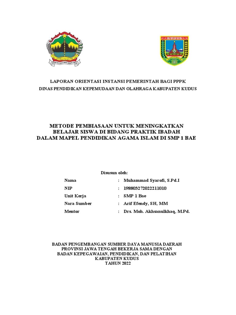 Laporan orientasi pppk m syarofi pdf