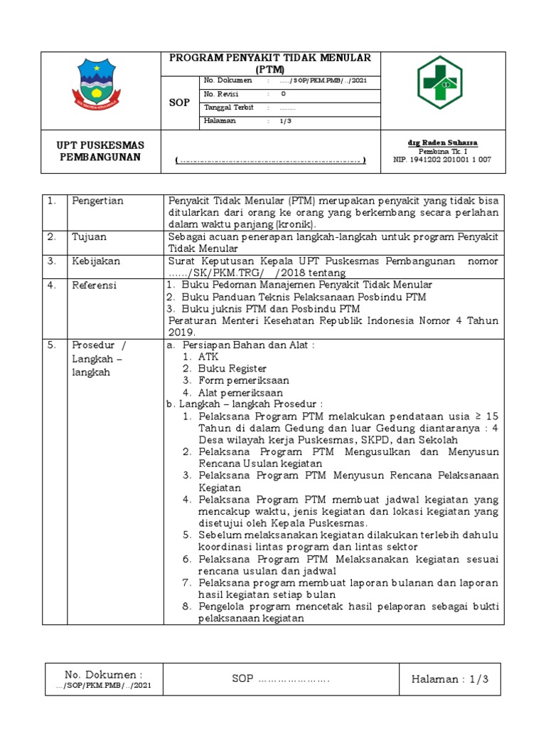 SOP Program Penyakit Tidak Menular | PDF
