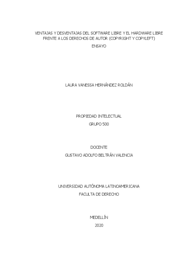 Software y Hardware Libre VS Derechos de Autor | PDF | Derechos de ...