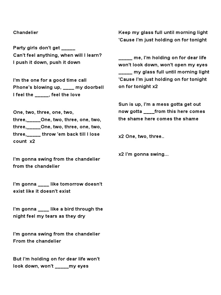 Chandelier Song PDF