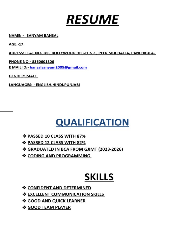 Resume Qualification PDF 