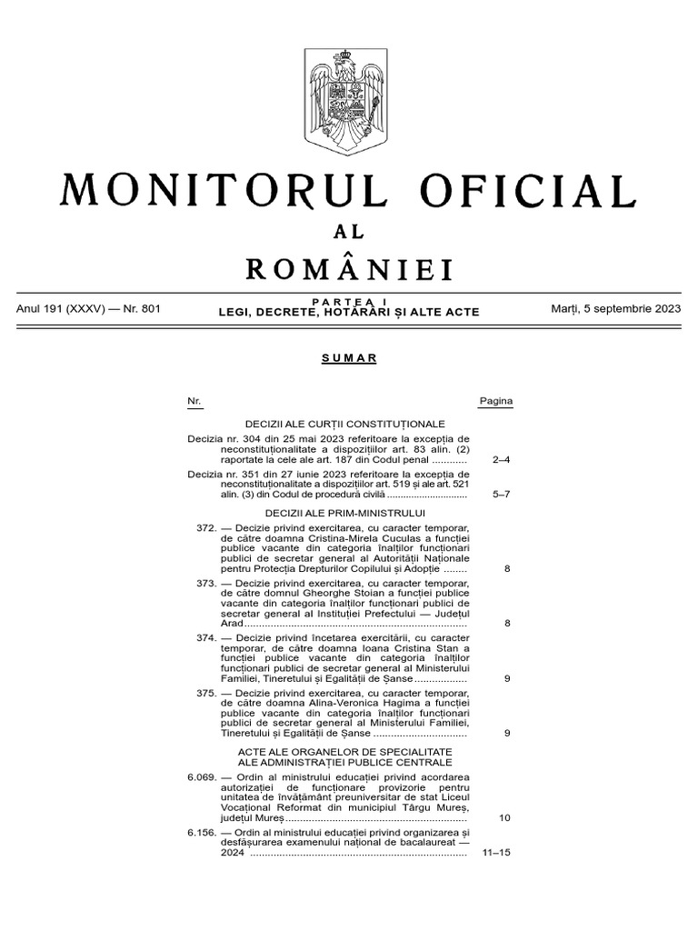 Ordin ME Bacalaureat 2024 Desfasurare Si Calendar PDF