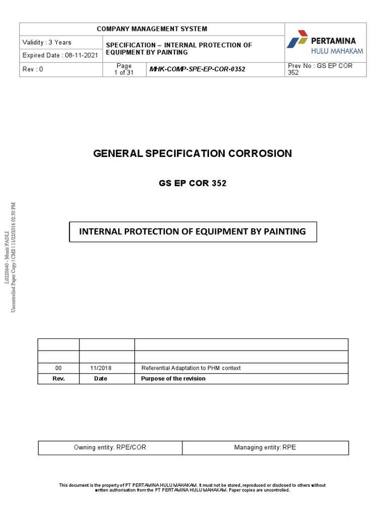 MHK Comp Spe Ep Cor 0352 Rev 0 | PDF | Lighting | Paint
