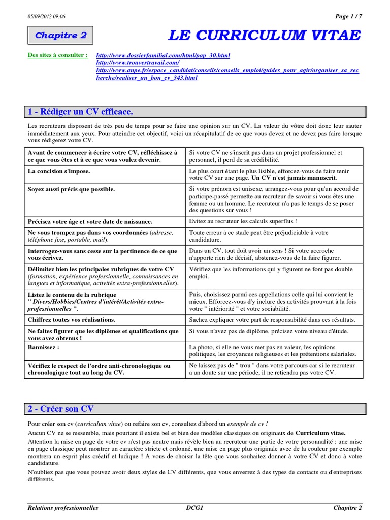 Rédiger un CV efficace et percutant | PDF