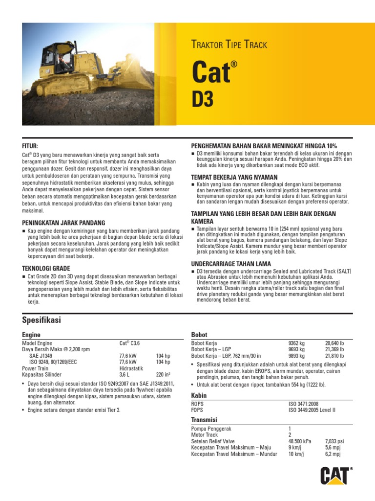 Small Specalog For Cat D3 Track-Type Tractor (Bahasa) | PDF | Griya ...