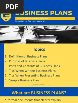 Module 1 - Business Plans (CESocSci 4)