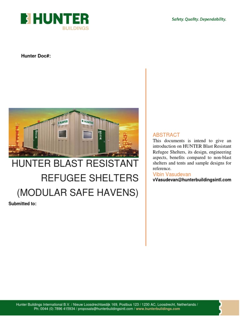 HUNTER Refuge Shelter PDF Natural Gas Oil Refinery