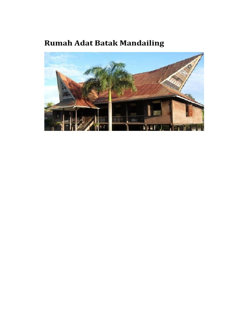 Rumah Adat Batak Mandailing | PDF