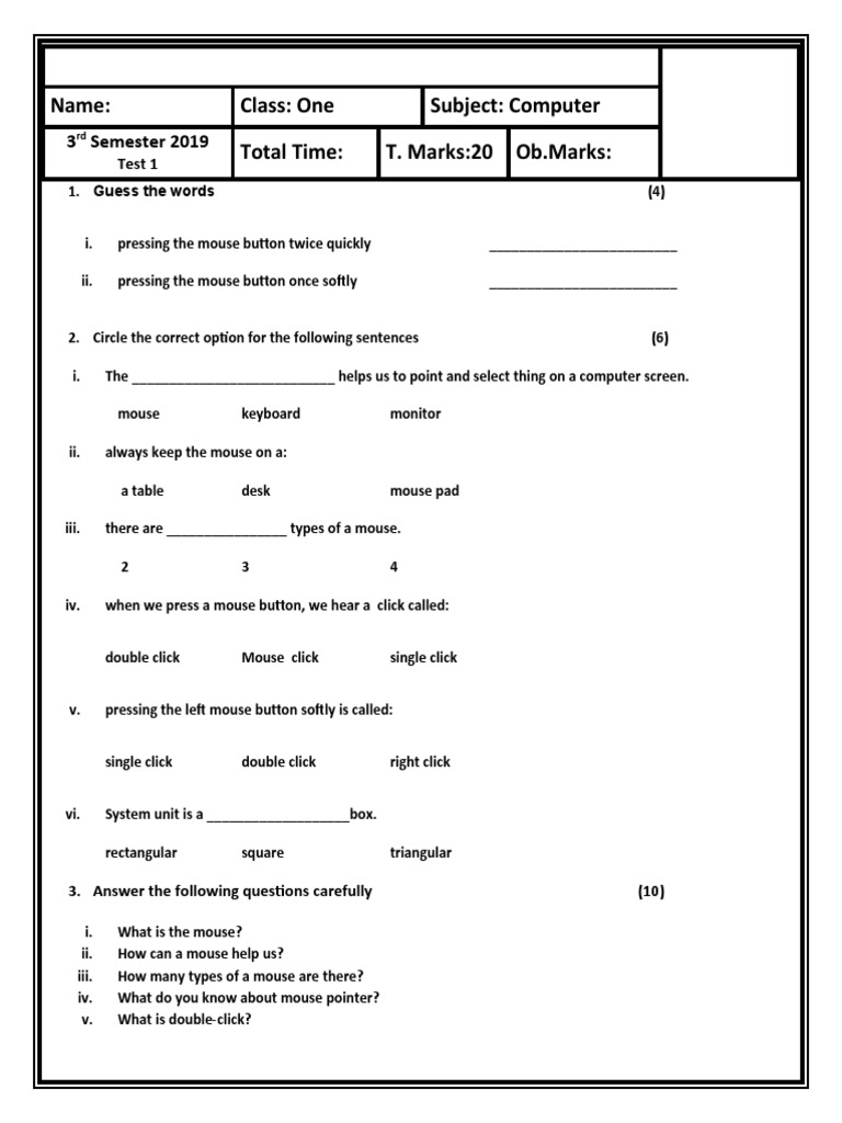 Computer Science Grade 1 - 3rd Term | PDF | Double Click | Cyberspace