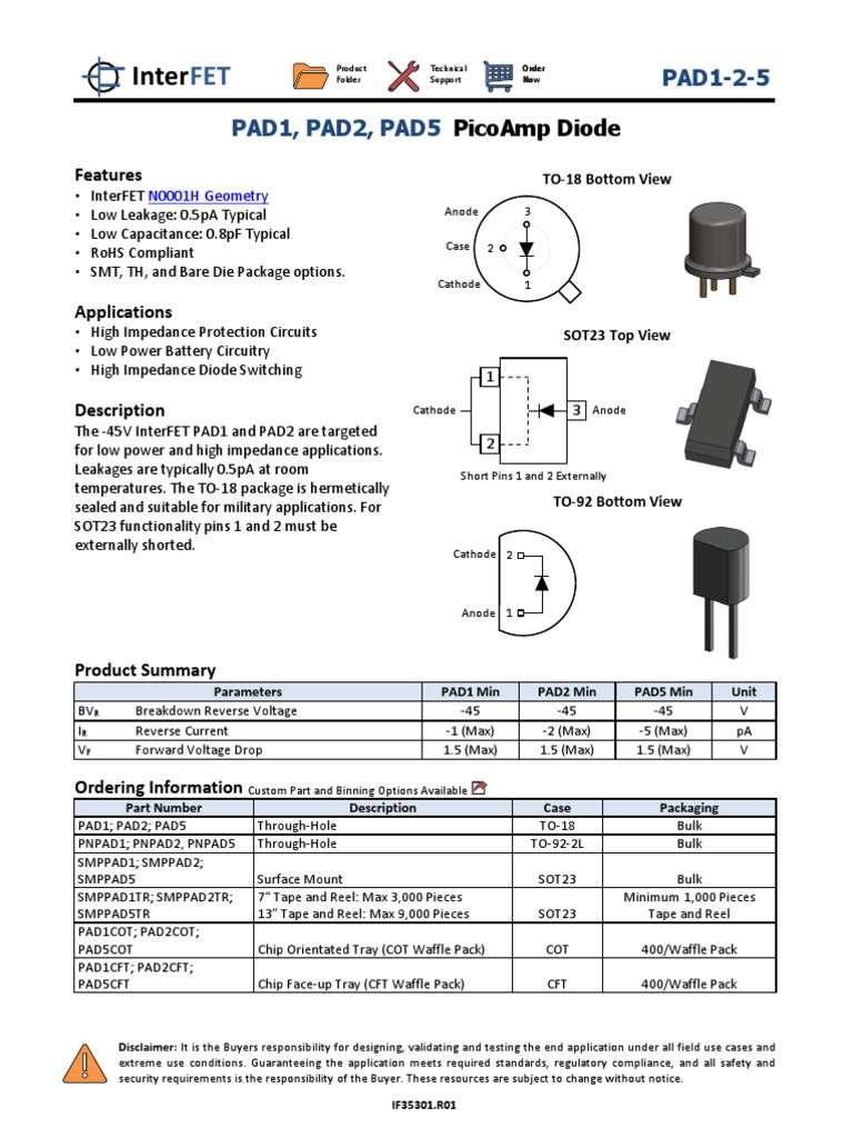 Jfet Pad1 Pad2 Pad5 Interfet2887876 PDF Diode Anode
