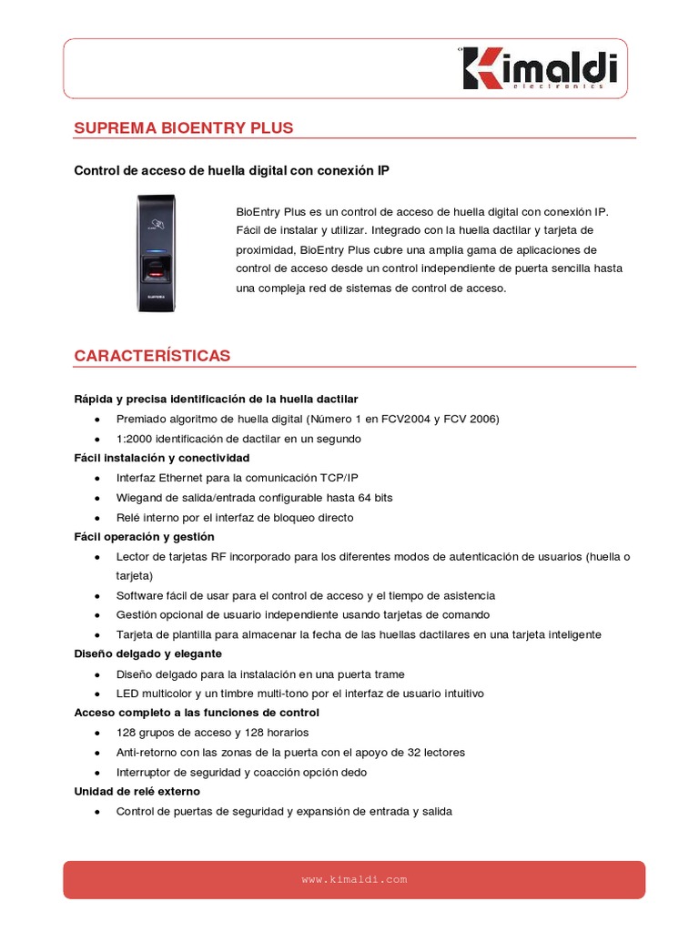 Suprema-BioEntry-Plus CT ESP | PDF | Relé | Bienes manufacturados