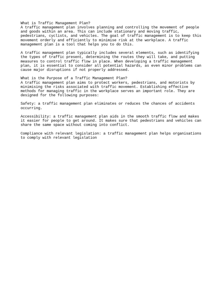 Traffic Management Plan Pdf