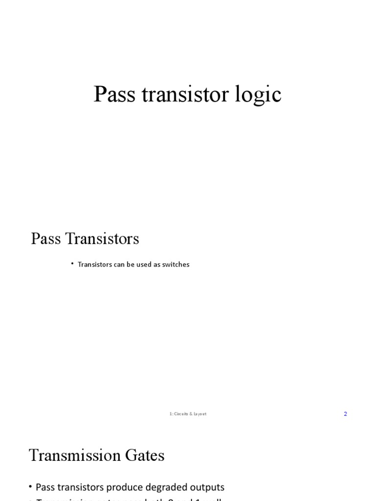 Pass Transistor Logic Overview | PDF | Logic Gate | Computing