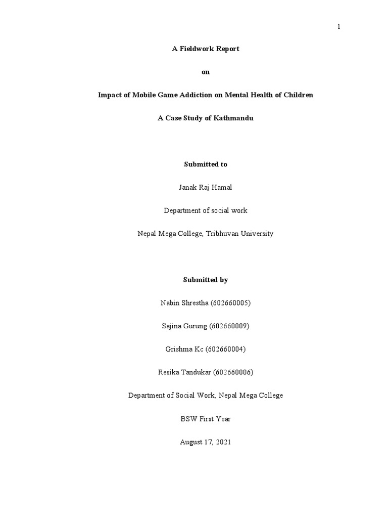 Impact of Mobile Game Addiction On Mental Health of Children | PDF