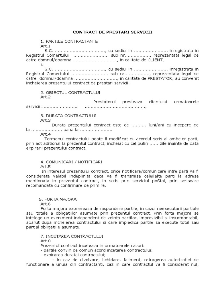 Contract de Prestari Servicii | PDF