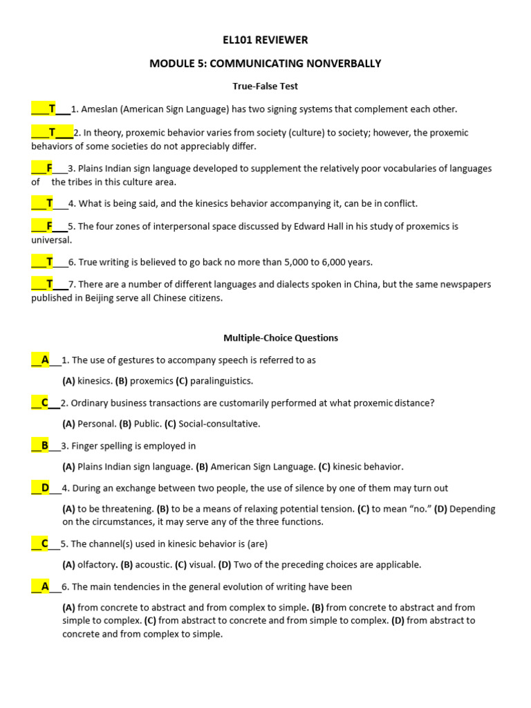 El101-Reviewer Lesson 5-9 | PDF | Origin Of Language | Communication