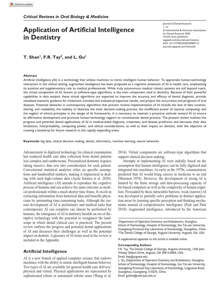AI Advancements in Dental Practice | PDF | Artificial Intelligence ...