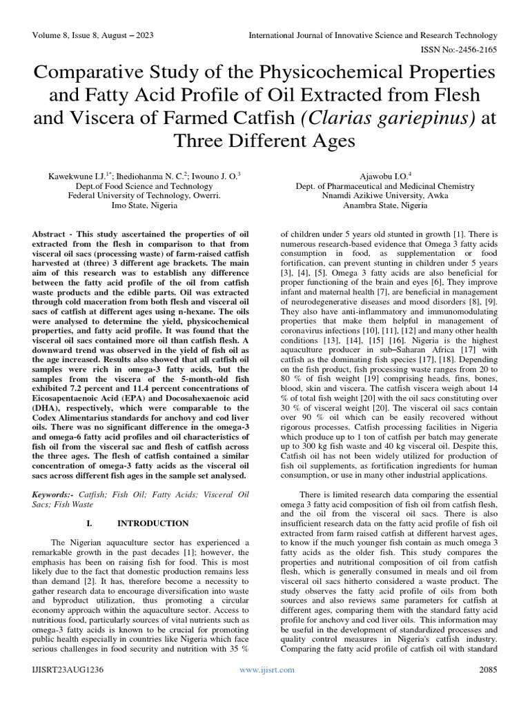 Comparative Study of The Physicochemical Properties and Fatty Acid ...