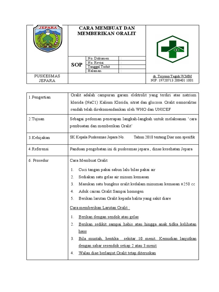 Cara Membuat dan Memberikan Oralit | PDF