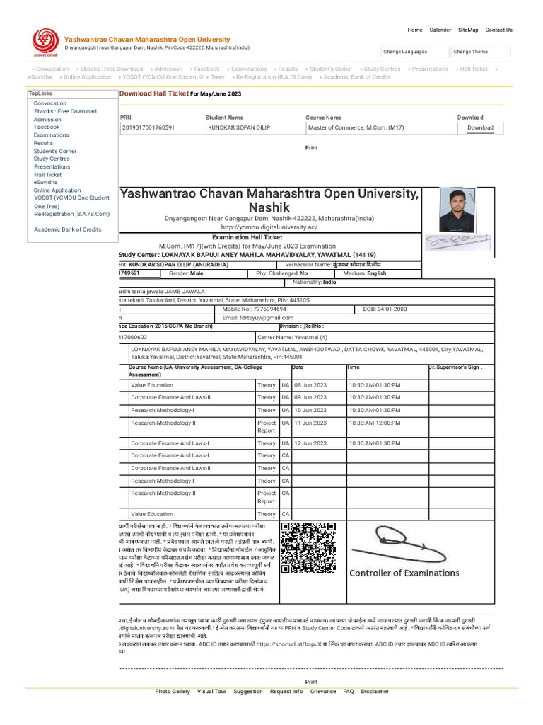 Yashwantrao Chavan Maharashtra Open University PDF