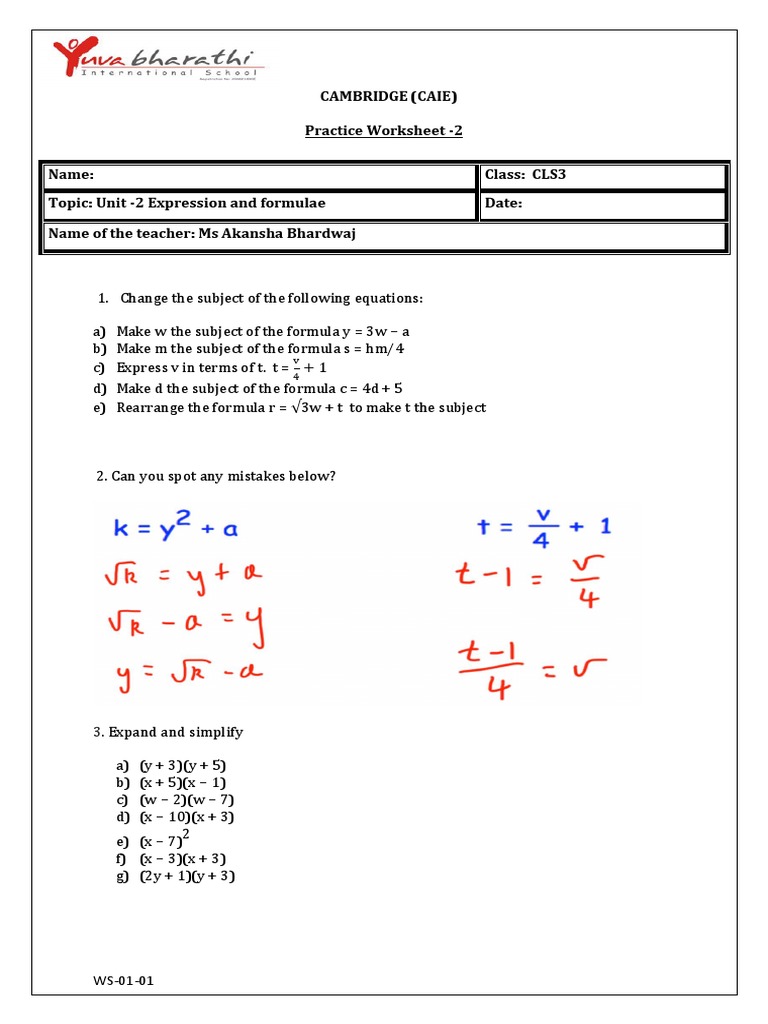 Maths Worksheet Unit 2 Pdf