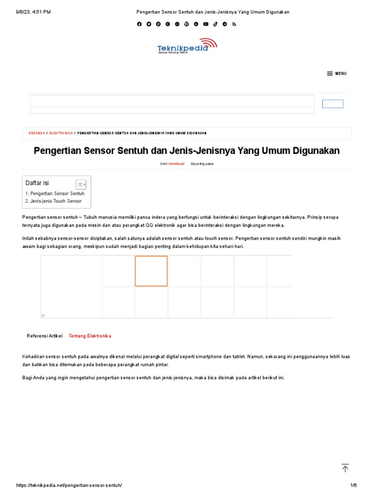 Pengertian dan Jenis Sensor Sentuh | PDF