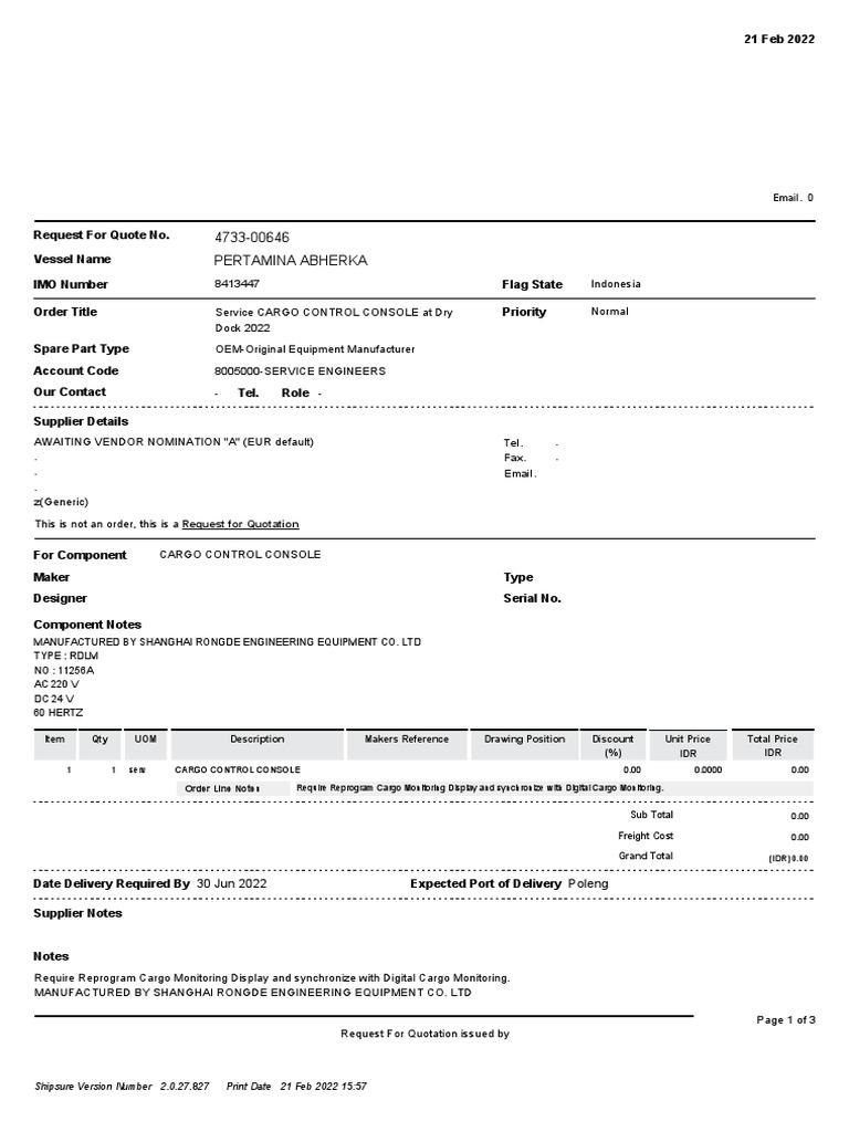 4733 00646 Service CARGO CONTROL CONSOLE at Dry Dock 2022 Download