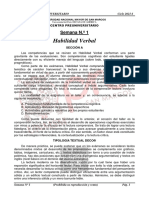 Habilidad Verbal Boletin Semana 01 Pre San Marcos Ciclo 2021-I