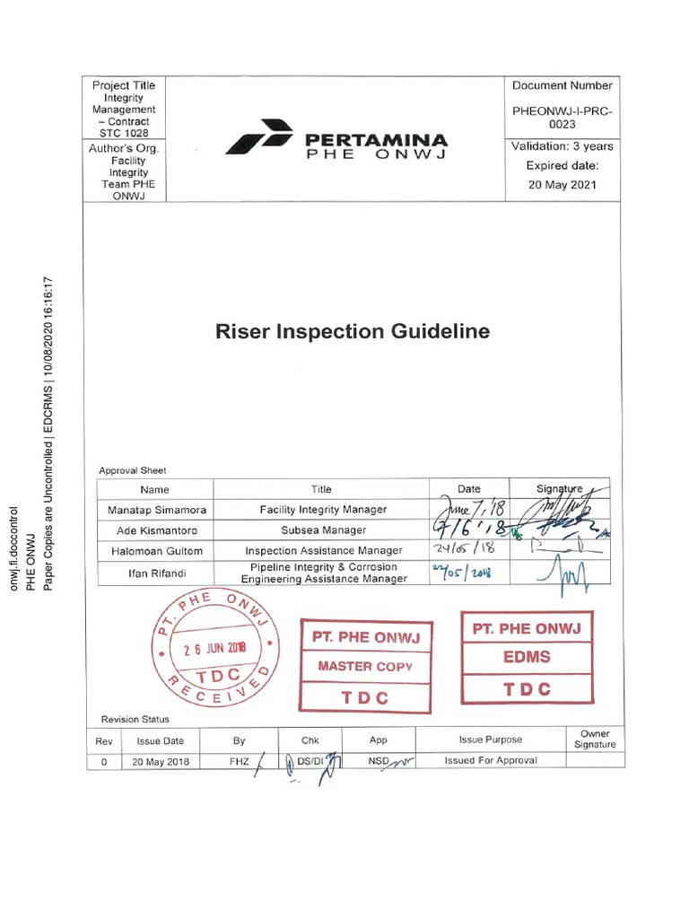 PHEONWJ-I-PRC-0023 0 Riser Inspection Guideline | PDF | Leak ...