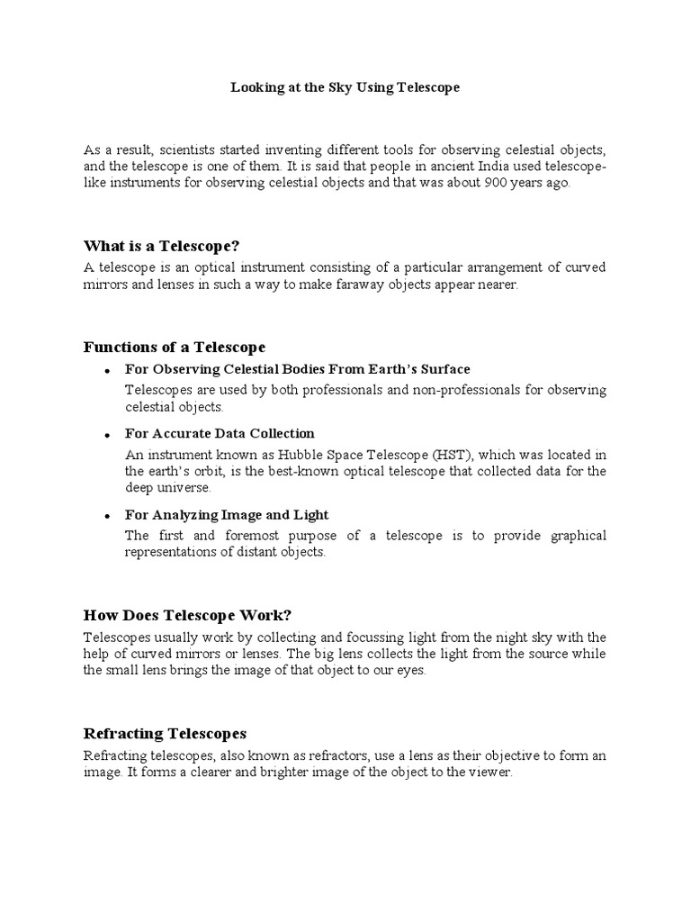 Telescope Pdf Telescope Optics