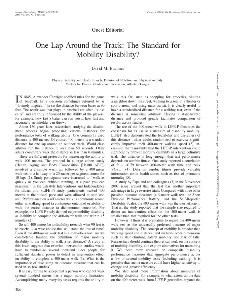 One Lap Around The Track The Standard For Mobility Disability