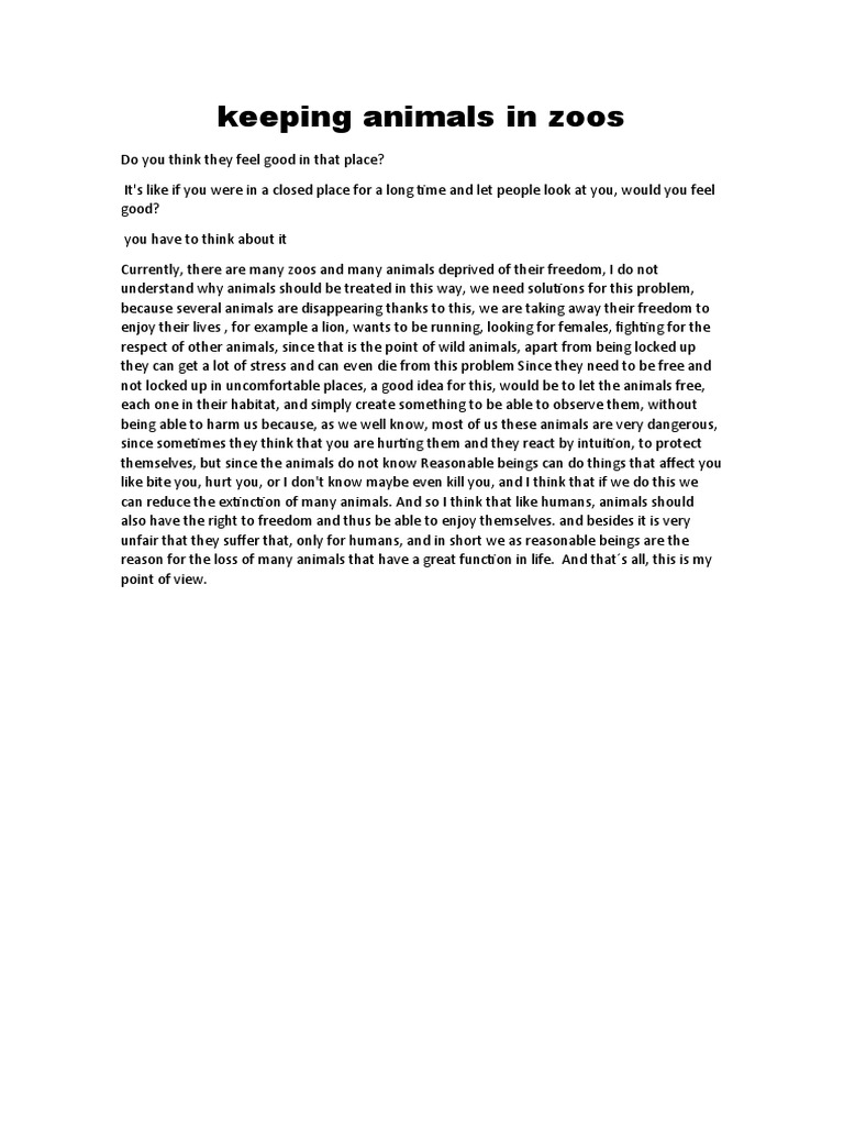 Keeping Animals in Zoos I08 PDF