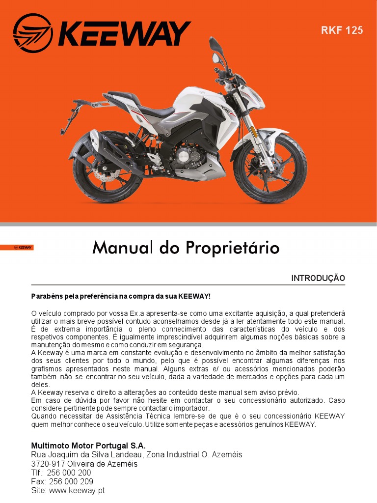 Manual do Usuário Keeway RKF 125 | PDF | Pneu | Corrosão