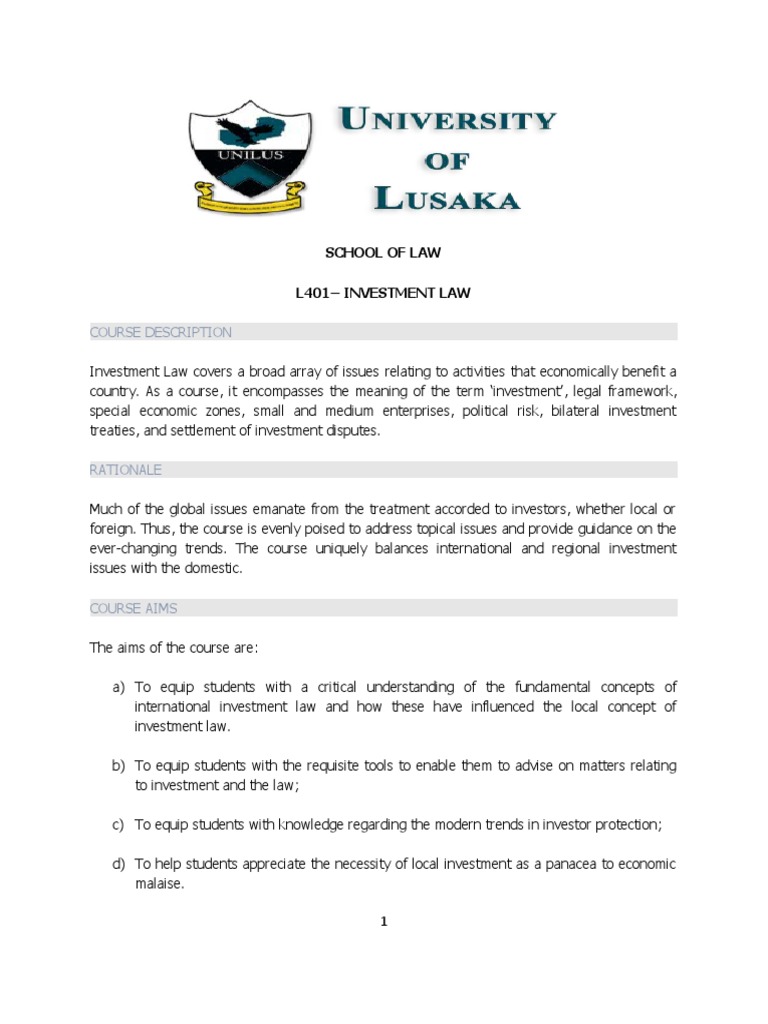 Investment Course Outline PDF Investing Economies