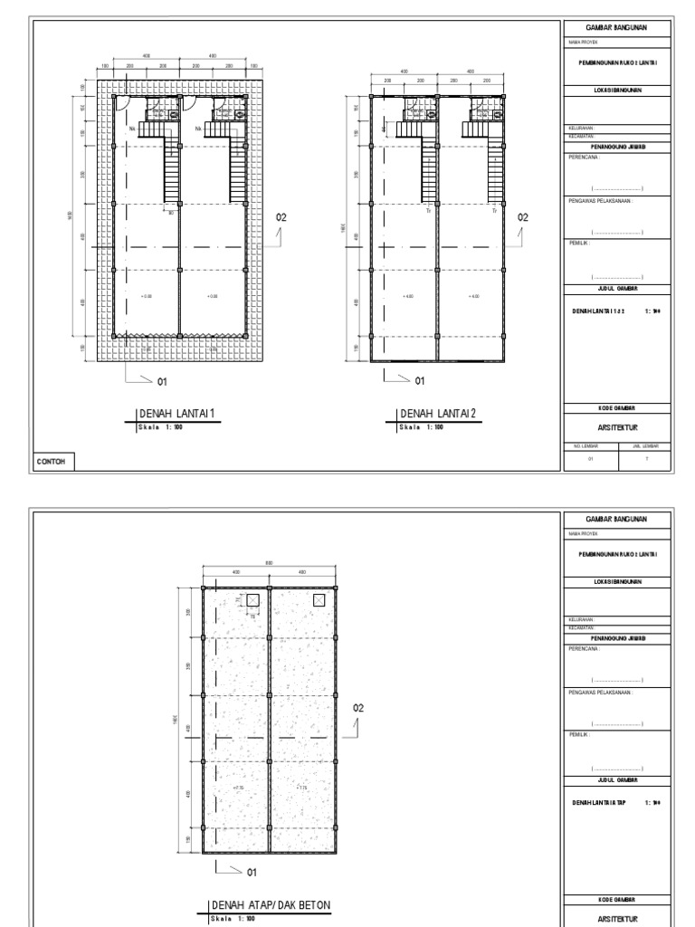Contoh Gambar GSB Ruko 2 Lantai | PDF