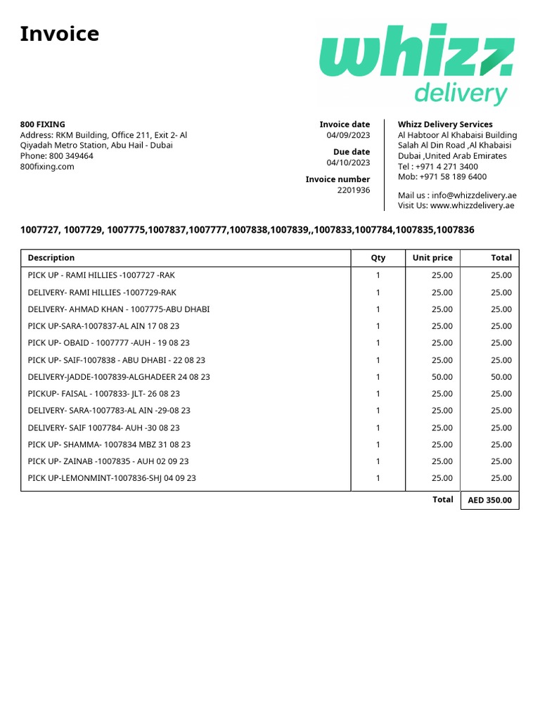 Invoice 2201936 - 800 FIXING 04092023 | PDF | United Arab Emirates ...