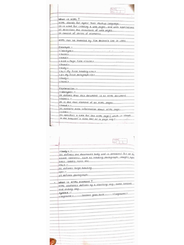 HTML Handwritten Notes | PDF