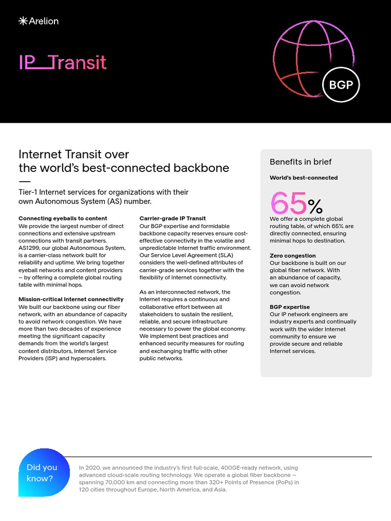 Arelion's Carrier-Grade IP Transit Services | PDF | Computer Network ...