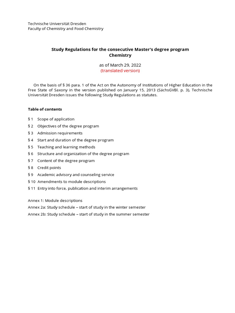 Degree Regulations And Programmes Of Study – DNZB